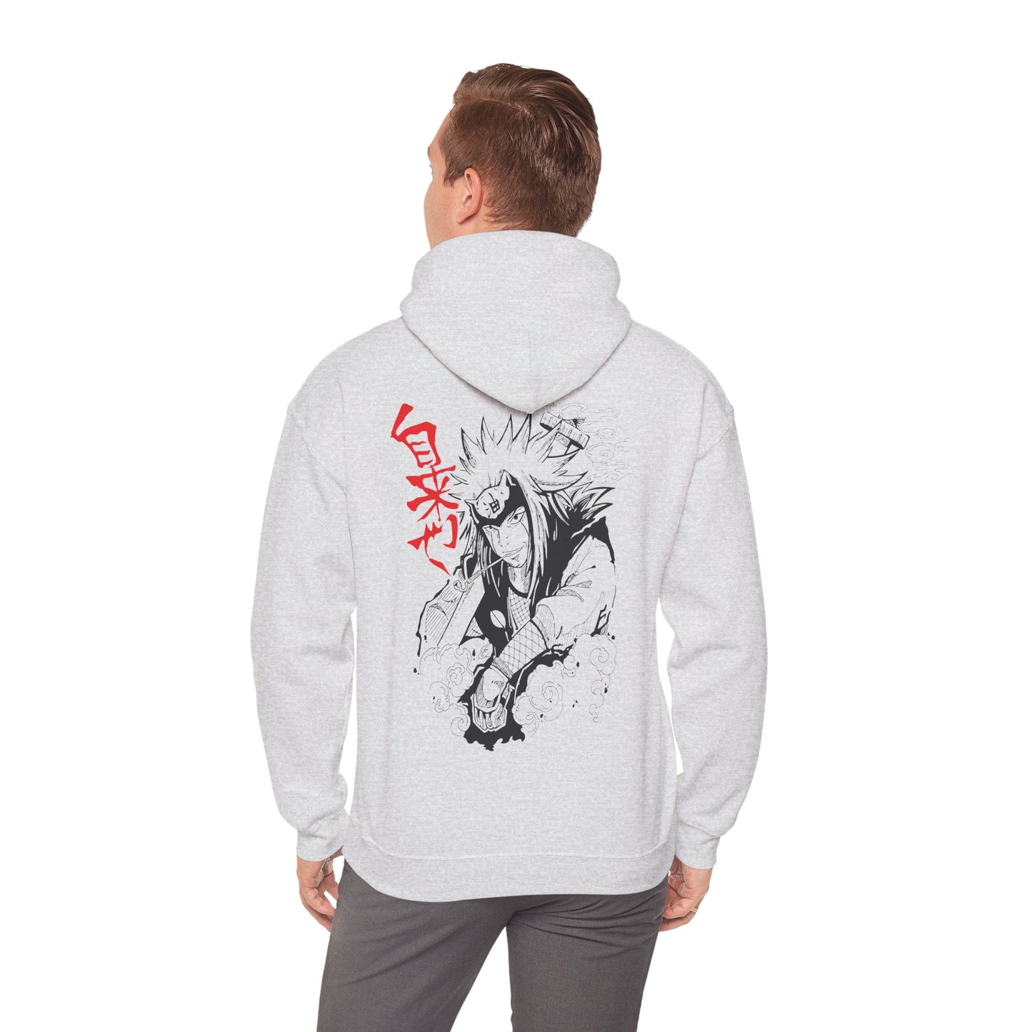 Hoodie — Black & Red Jiraiya Anime Graphic Pullover