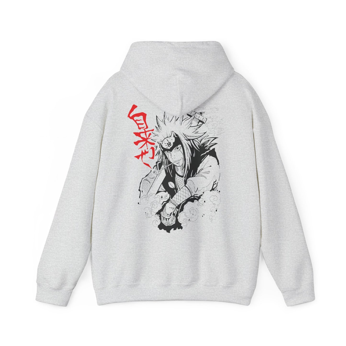 Hoodie — Black & Red Jiraiya Anime Graphic Pullover